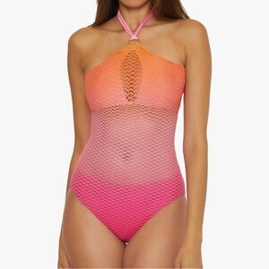 Trina Turk One Piece Sheer Overlay Swimsuit